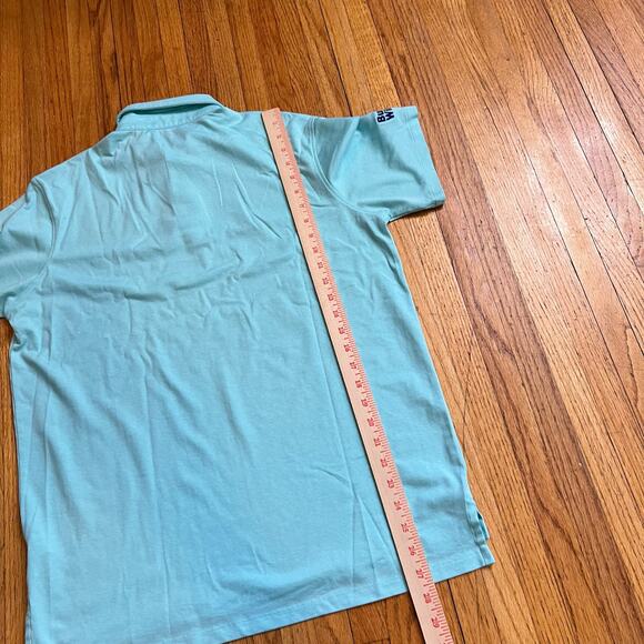 Greyson Polo Shirt Mens Medium Golf Performance Solid Blue Green - Picture 8 of 8